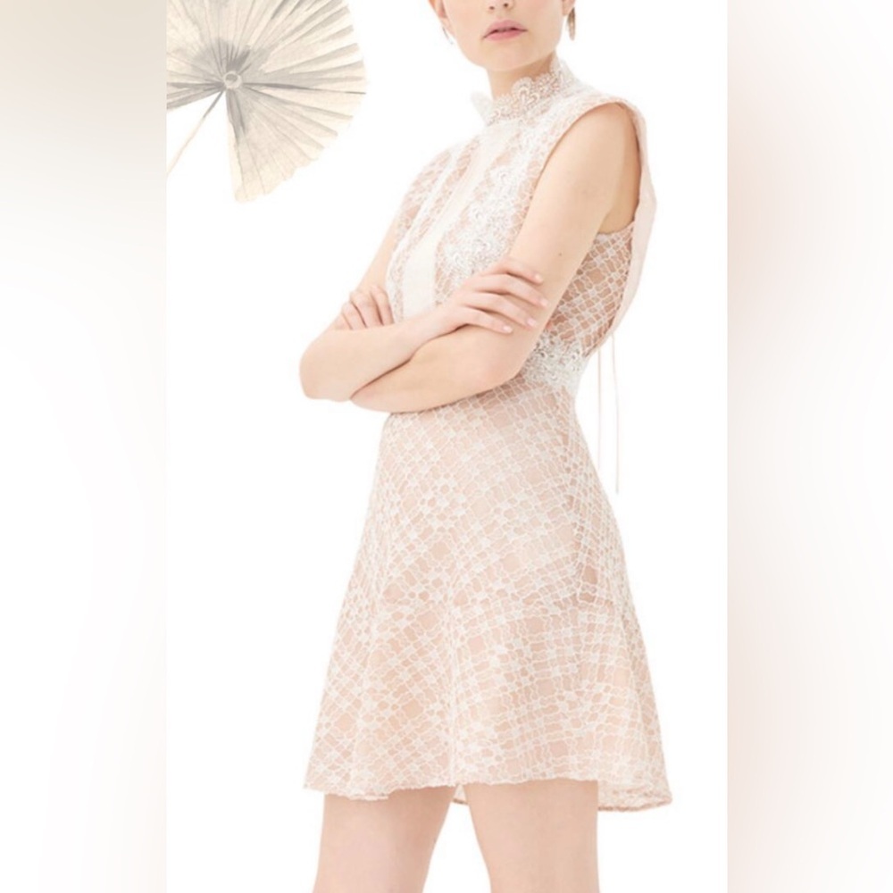 Sandro Paris Peaches Lace Cap Sleeve Dress